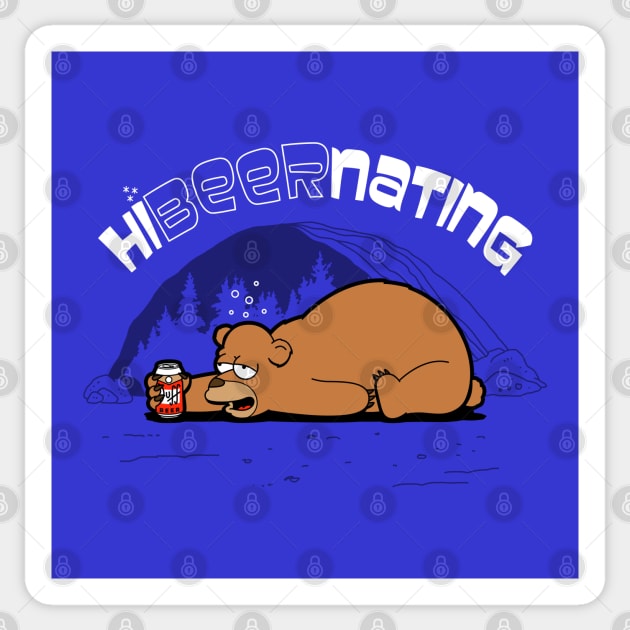 Funny Drunk Bear Hibernating Drinking Beer Sticker by BoggsNicolas